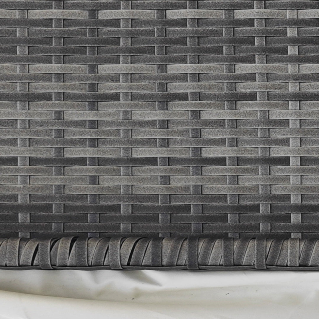 Balkonbord, halvrundt, polyrattan og metal, 100x50x74 cm, grå