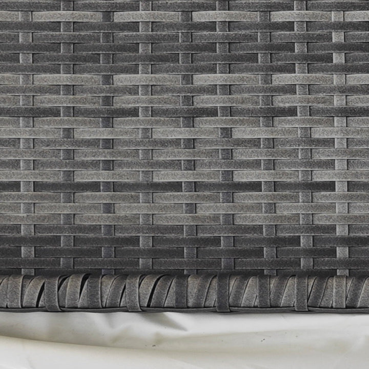 Balkonbord, halvrundt, polyrattan og metal, 100x50x74 cm, grå