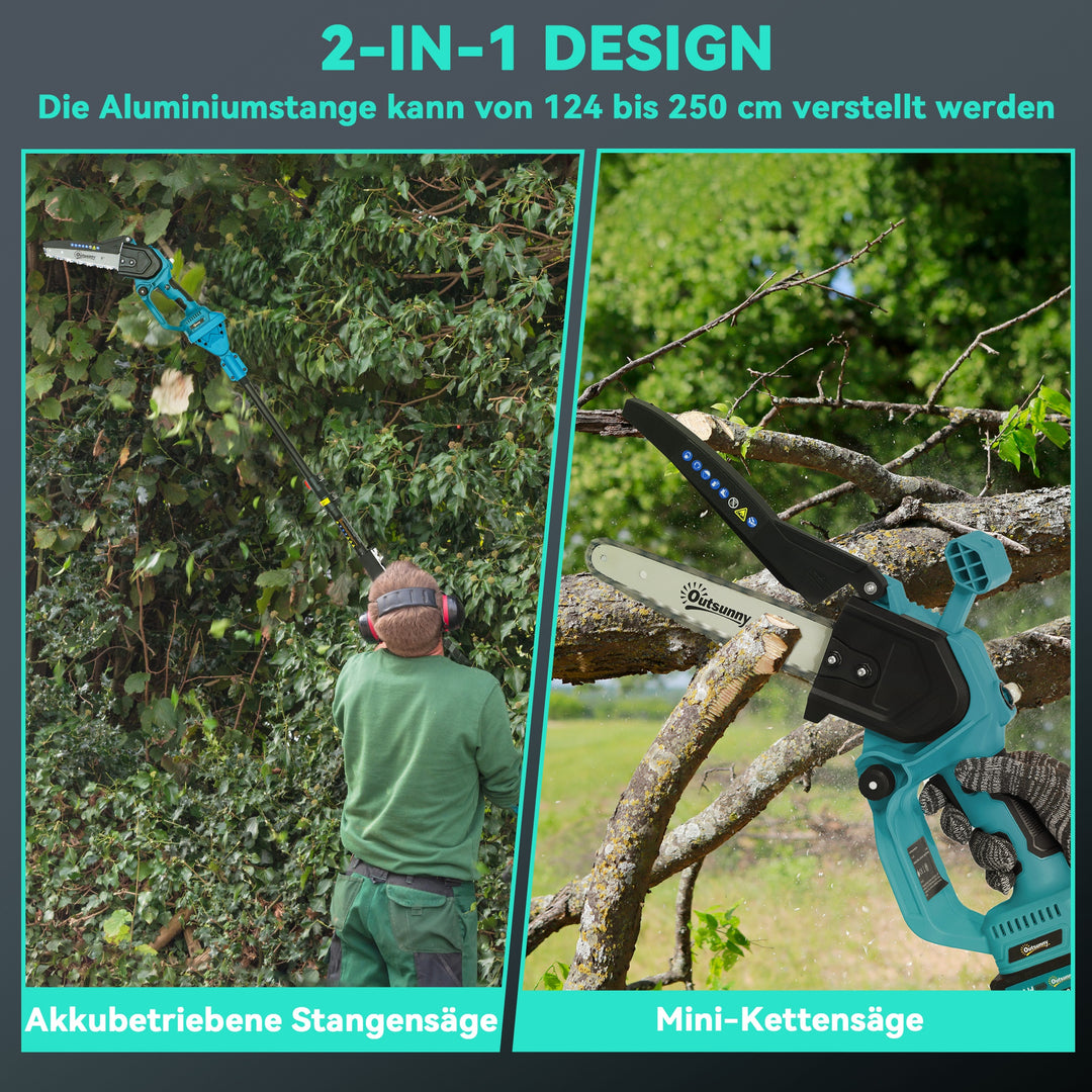 2-I-1 mini motorsav 580w med 8000mah batteri sikkerhedslås 8 tommer 42 x 29 x 10,5 cm blå