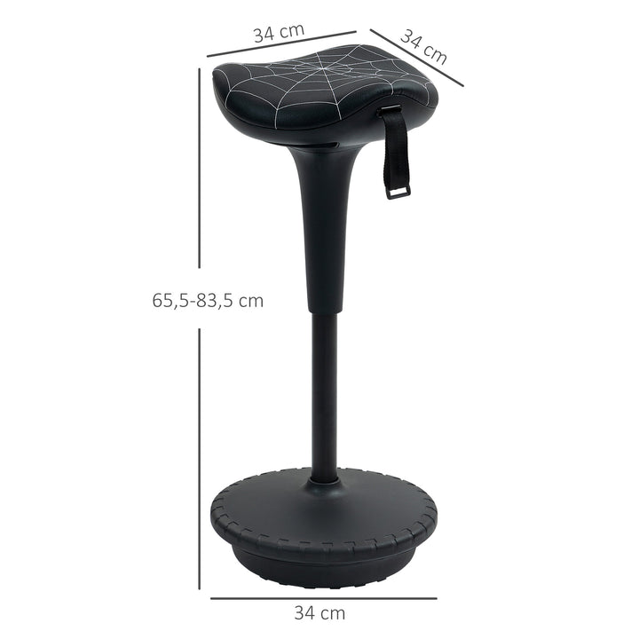 Kontorstol med drejefunktion, ergonomisk stol, højdejusterbar 65,5-83,5 cm, 120° vipbar, sort