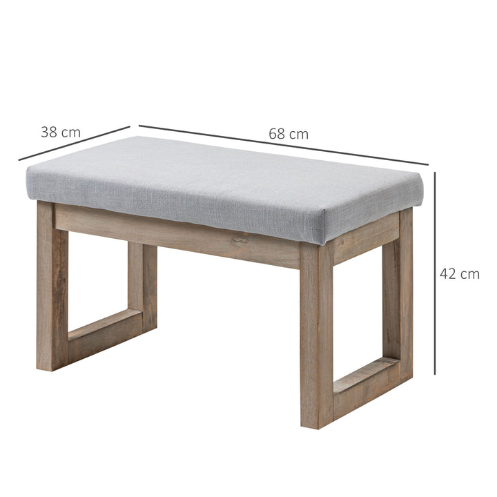Fodskammel i skandinavisk design, sædeskammel, fodskammel, 68 cm x 38 cm x 42 cm, grå + natur