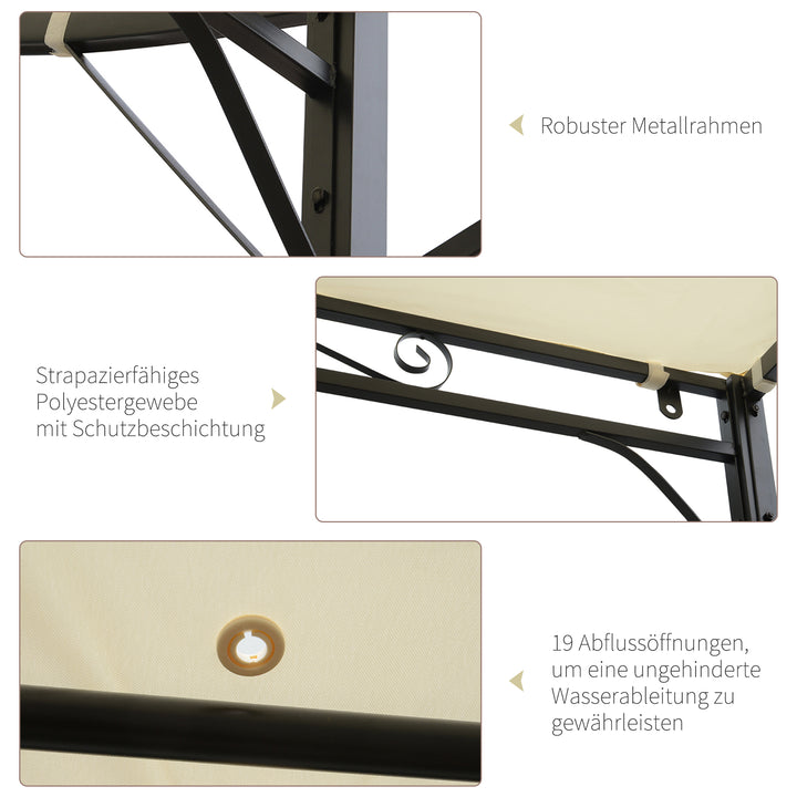 Pavillon med foldbar tagforlænger, vejrbestandig, 3 x 2,5 m, cremehvid