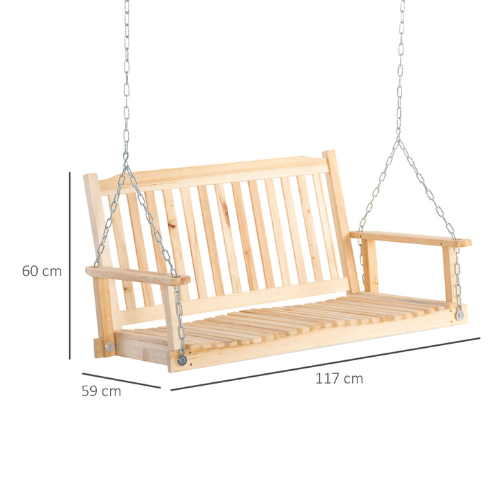 Havegynge til 2 personer, gyngebænk, hængebænk, massivt træ, terrasse, baghave, naturlig, 117 x 69 x 60 cm