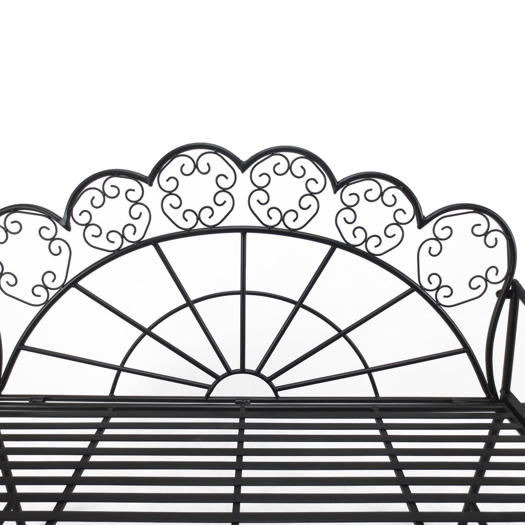 2-personers havebænk, robust, rustfri parkbænk, havemøbler til terrasse, have og generelle udendørsområder, 107 cm x 55,5 cm x 90,5 cm, sort