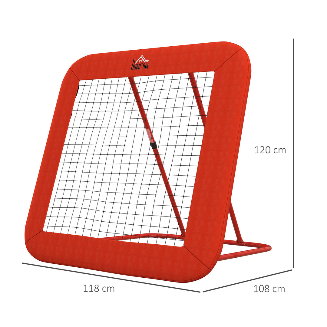 Fodbold rebound net, justerbart, foldbart, metalramme, all-weather pe net, inkluderer pløkker, rød