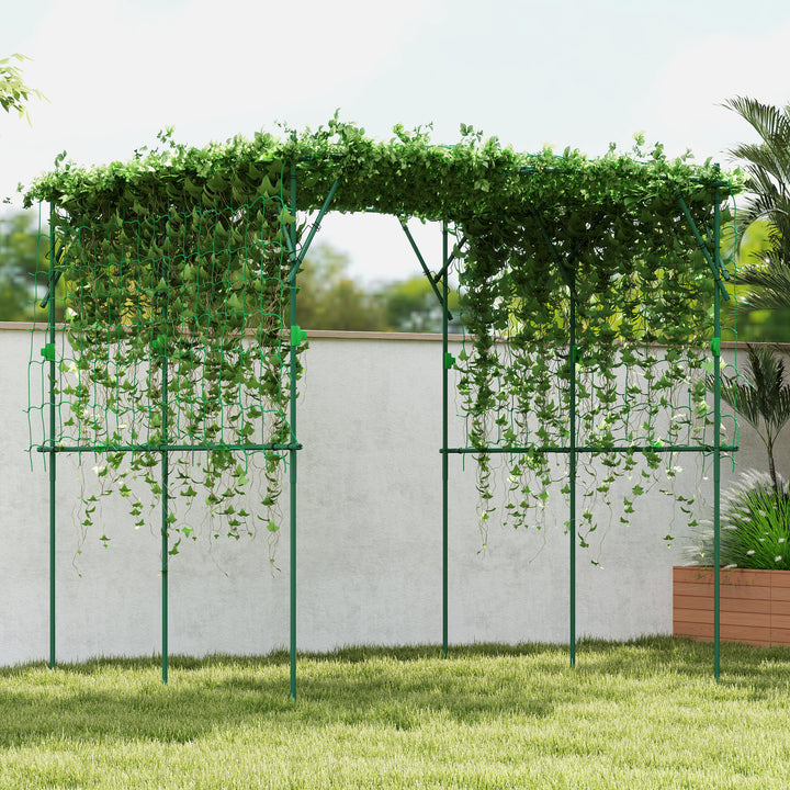 Stålespalier til stikkontakt, rustfri, klatrehjælp til klatreplanter, espalier, 223 x 223 x 223 cm, rosenbue, grøn