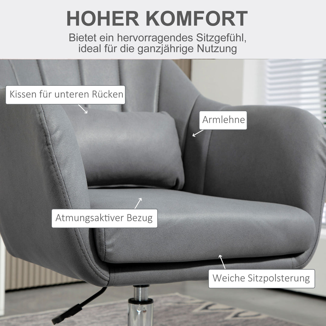 Drejestol, højdejusterbar kontorstol, polyester, metal, 60 x 60 x 79-91 cm, mørkegrå