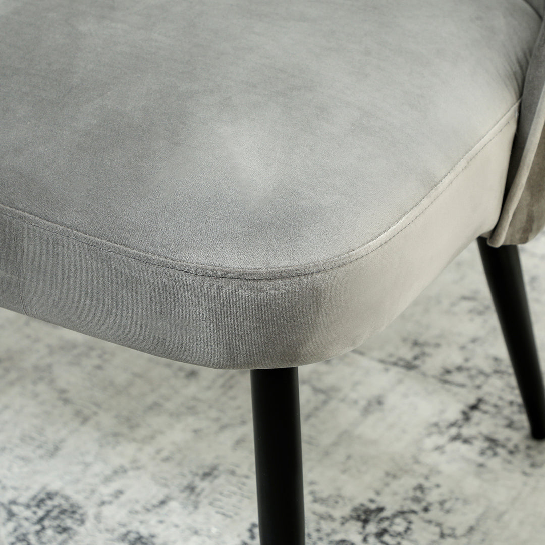 2-personers sofa, moderne polstret sofa med metal- og træstel, fløjlsblødt stofbetræk, grå