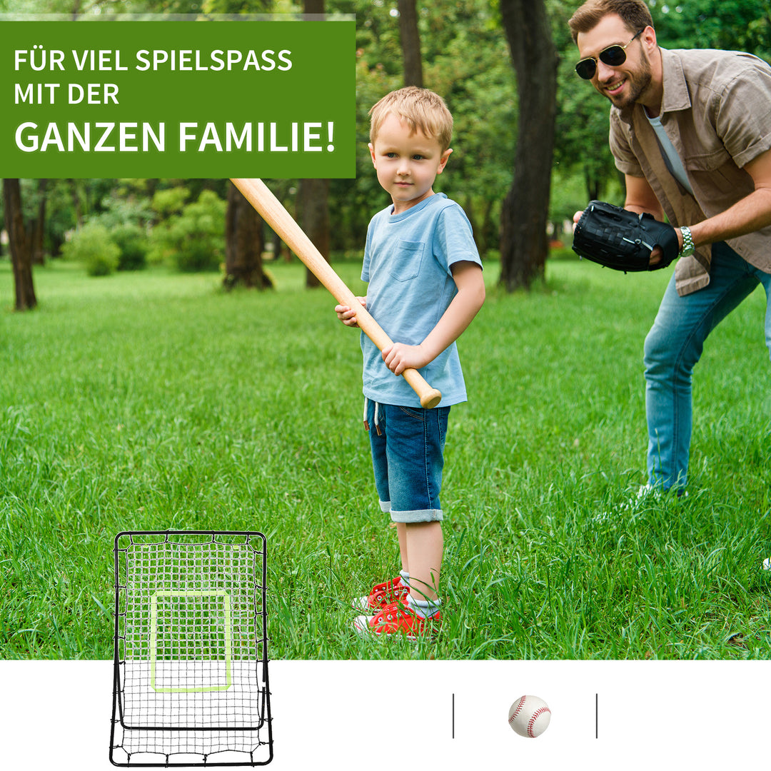 Rebounder til fodbold reboundervæg bærbar med slagzone reboundnet kickback reboundvæg reboundvæg til baseball basketball fodboldmål til børn og unge træning 75x126cm, sort