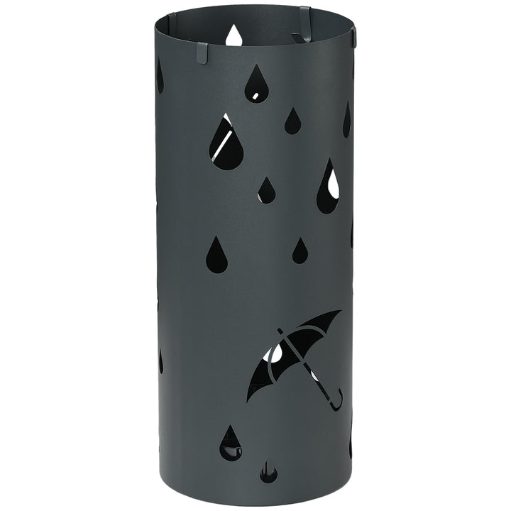 Paraplystativ, stål, søjleformet, aftageligt bundrum, ø17 x 41h cm, grå