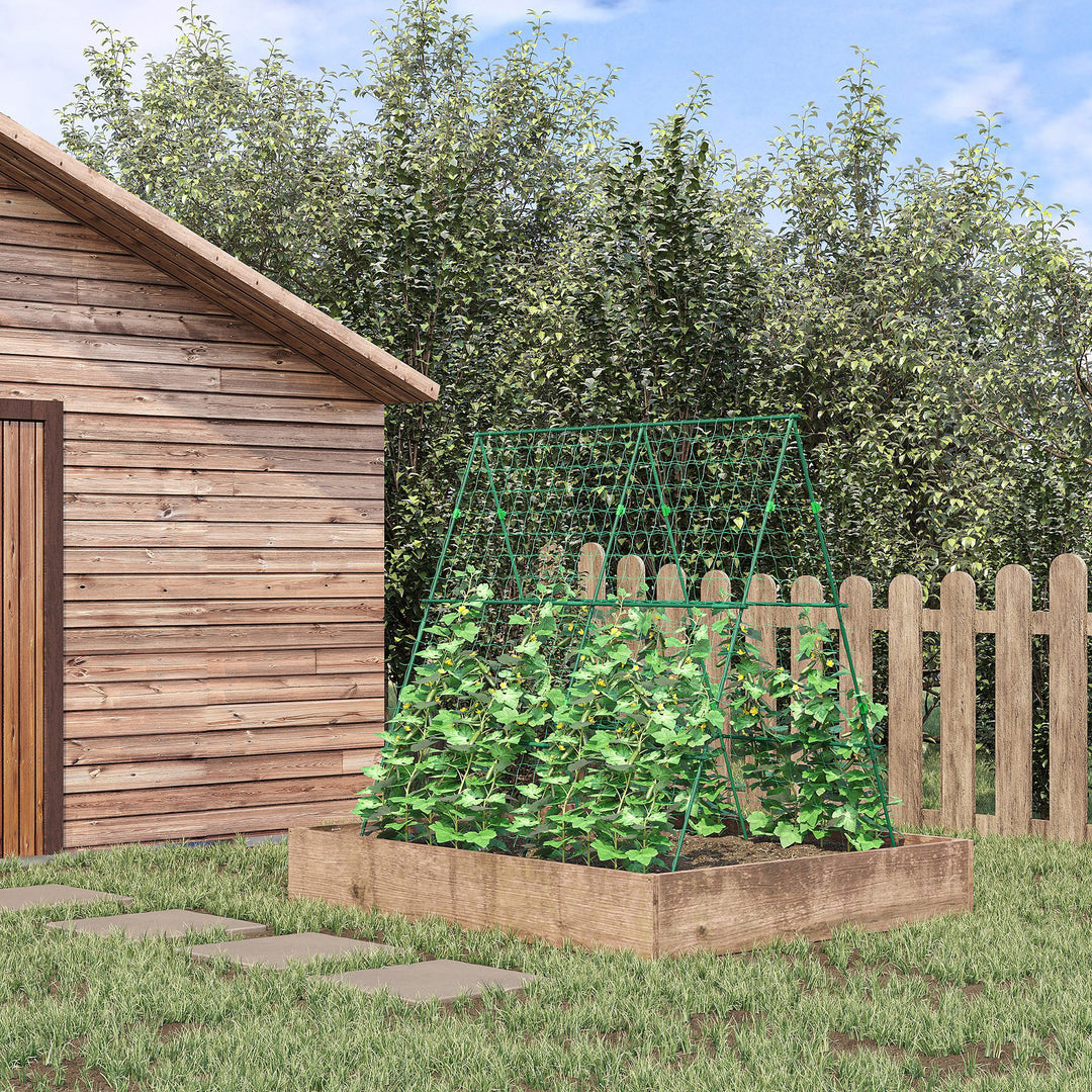 Espalier med plantebeskyttelsesnet, højde- og breddejusterbart, stål, grønt, 1,8 x 1 x 1,8 m