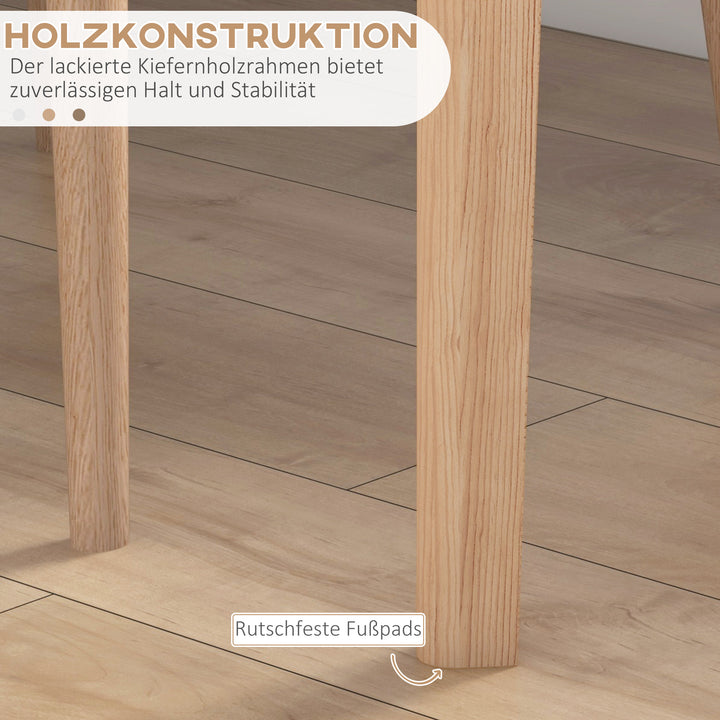 Spisebord, køkkenbord, rundt bord, skandinavisk design, 75 cm x 75 cm x 76 cm, hvid + natur