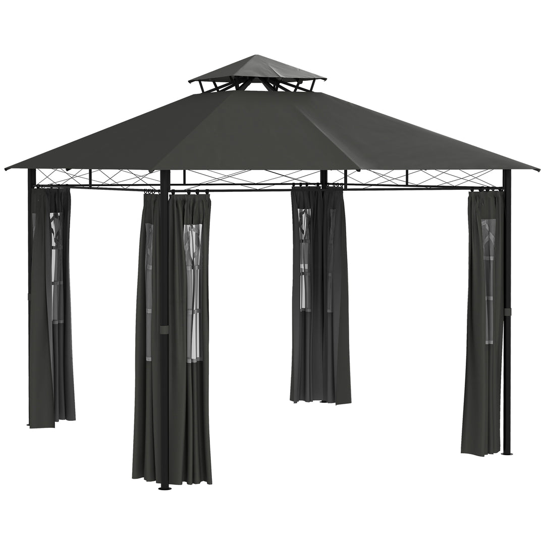 Pavilion partytelt havepavillon, 3 x 3 x 2,88 m, mørkegrå