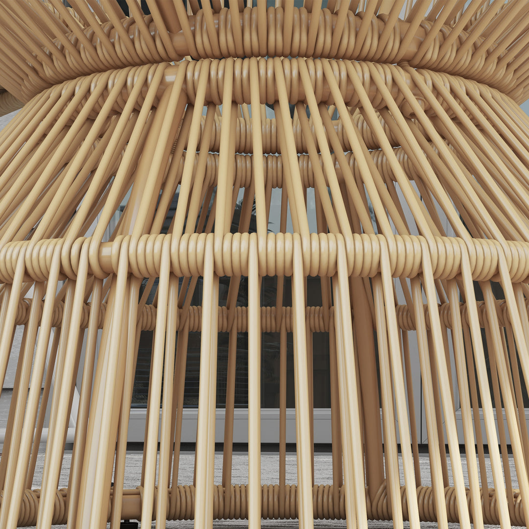 Udendørs sidebord, havebord, rattan sidebord, glasplade, PE-rattan, 60 cm x 60 cm x 50 cm, naturlig