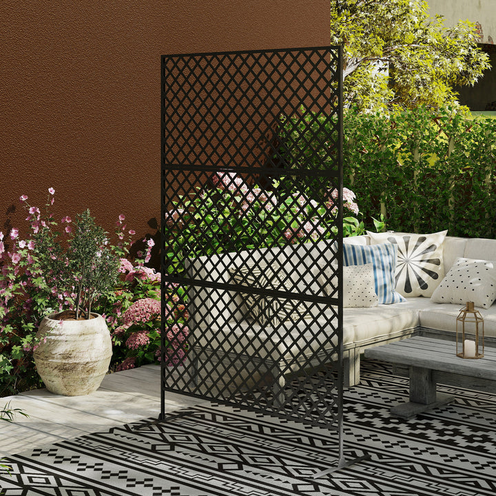 Udendørs rumdeler, metalskærm til terrasse, veranda, have, fritstående espalier, stål, sort