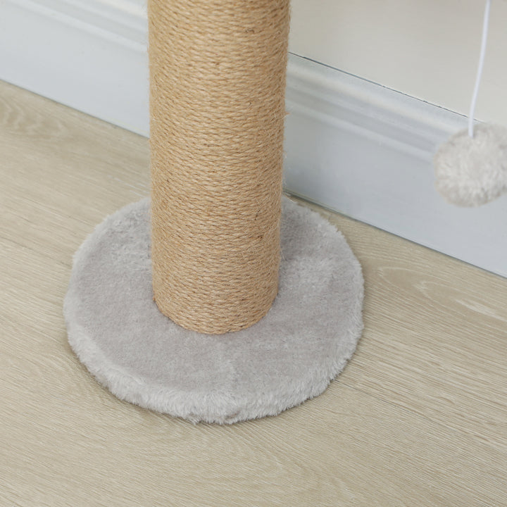 Kradsetræ til katte, 5-lags design, legetøj, sisalpæle, plysstof, lysegrå
