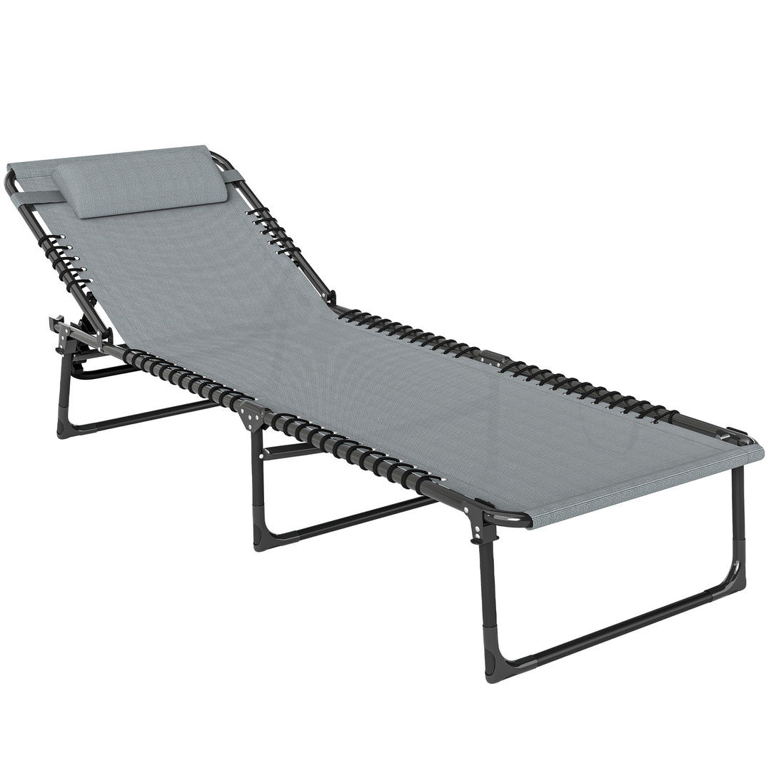 Solseng, foldbar, åndbart betræk, metalramme, 189 x 58 x 30 cm, lysegrå