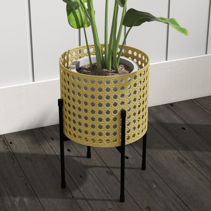 Blomsterstander, sæt med 3, rustfri metalramme, indendørs og udendørs, sort/guld