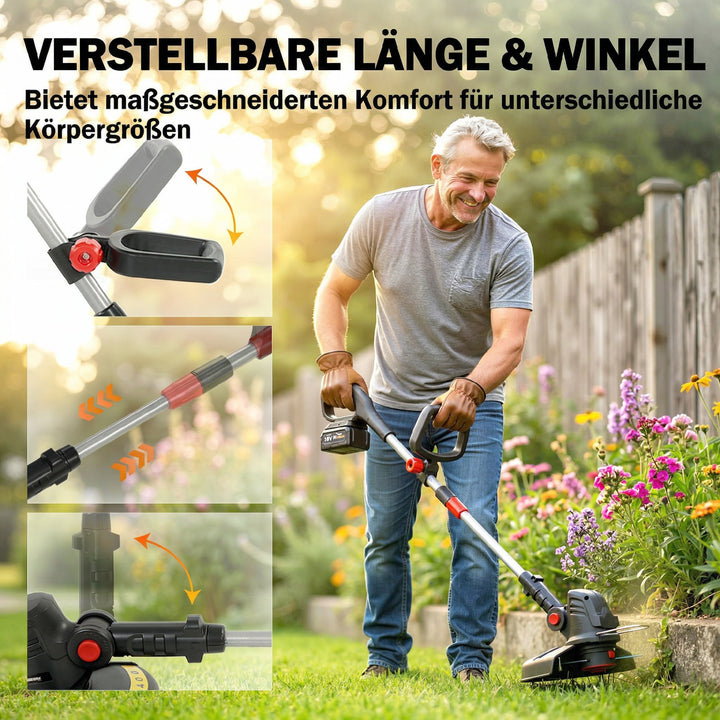 Batteridrevet plænetrimmer/buskrydder med 30 cm klippebredde