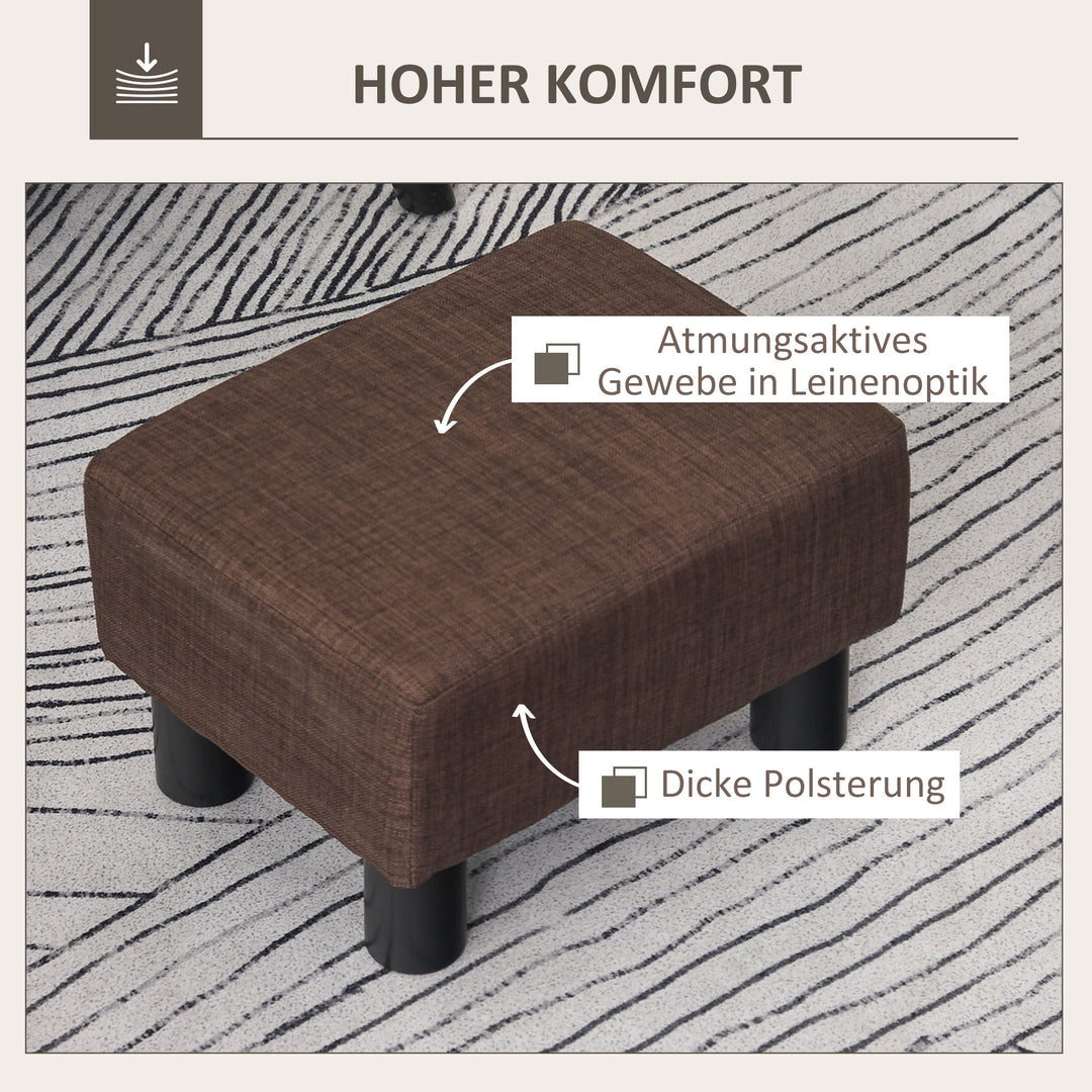 Skammel med betræk i hørlook, op til 110 kg, brun, 40 x 30 x 24 cm