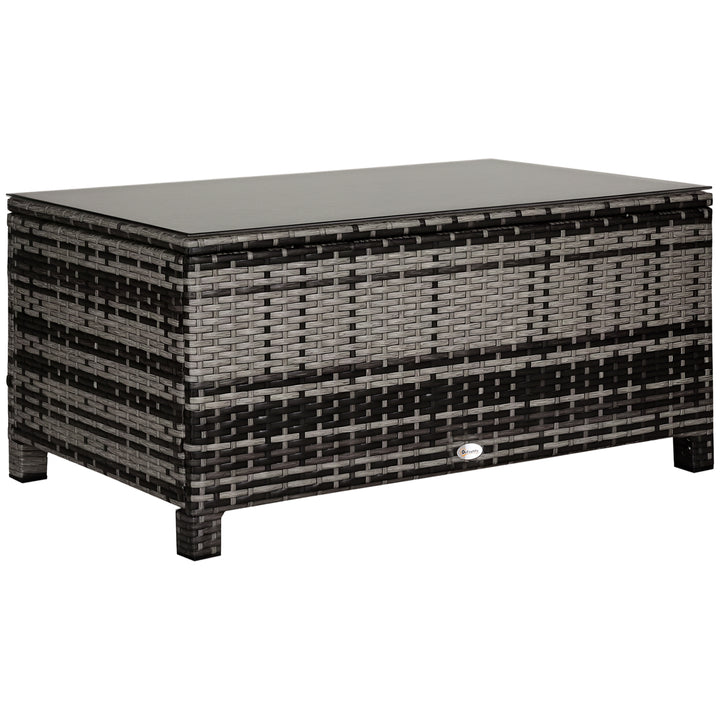 Havesidebord, sofabord, havebord, balkonbord, polyrattan, grå, 85 x 50 x 39 cm