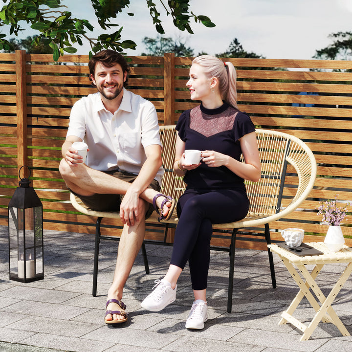 2-Personers havebænk af polyrattan, vejrbestandig, uv-bestandig, 260 kg lasteevne, khaki