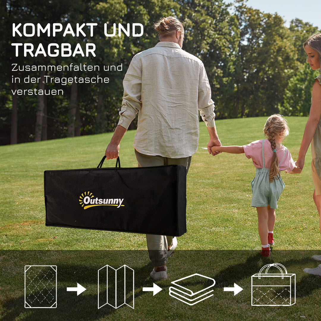 Udendørstæppe, terrassetæppe, vejrbestandigt, moderne design, 365 cm x 274 cm x 0,3 cm, grøn + creme