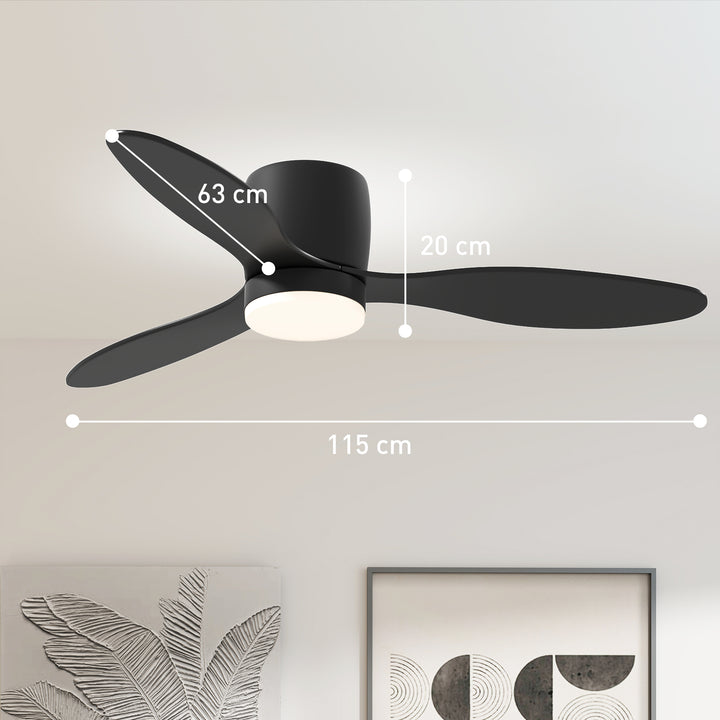 Loftsventilator med lampe og fjernbetjening, 3 lysfarver, 6 hastigheder, justerbar lysstyrke, sort