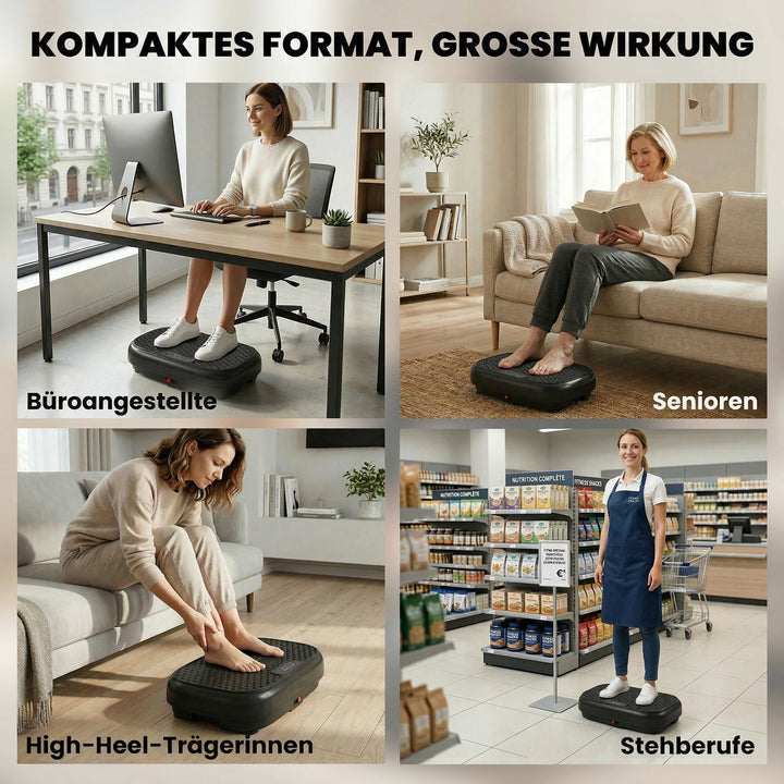Vibrationsplade med 120 intensitetsniveauer, 5 forudindstillede programmer, fjernbetjening, LED-display til muskelopbygning, sort