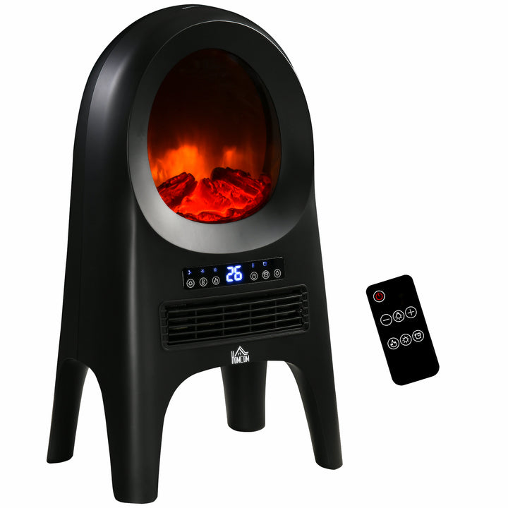 Elvarmer, 3 tilstande, 10-49°c, med fjernbetjening, led-flammer, fritstående, sort, 33,7 x 25,5 x 60,4 cm