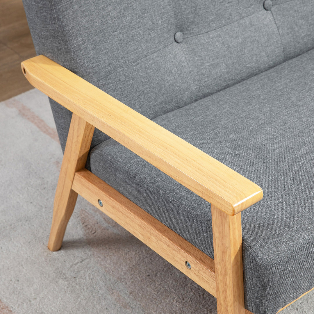 Tre-personers polstret sofa, gummitræ, 154,5 x 69,5 x 73 cm, grå