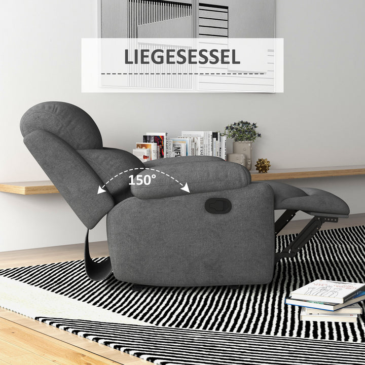 Lænestol tv-stol, lænefunktion hørlook, 93 cm x 88 cm x 102 cm, grå