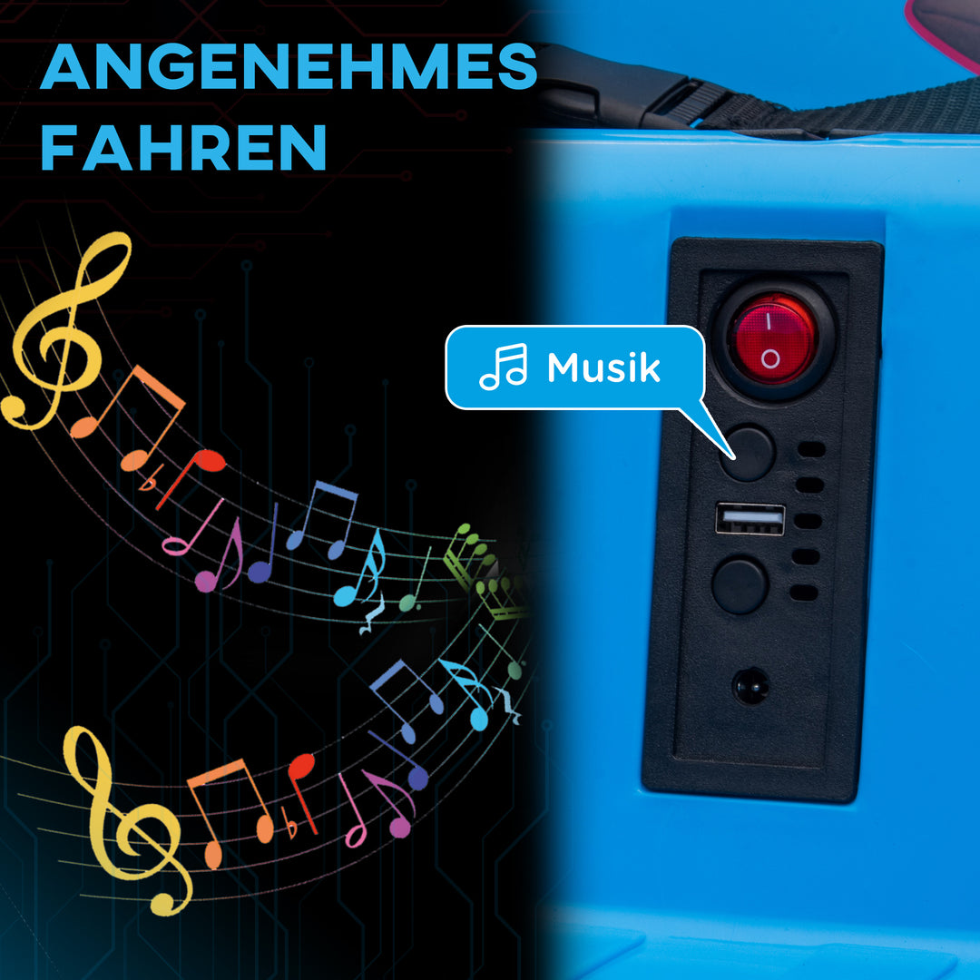 Aiyaplay børne-kofangerbil, 360° rotation, til 3-5 år, med fjernbetjening, musik, blå