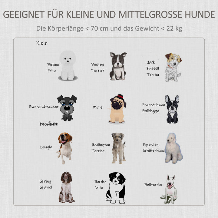Transportkasse til mellemstore og små hunde, aflåselig træmateriale, stål, grå + hvid