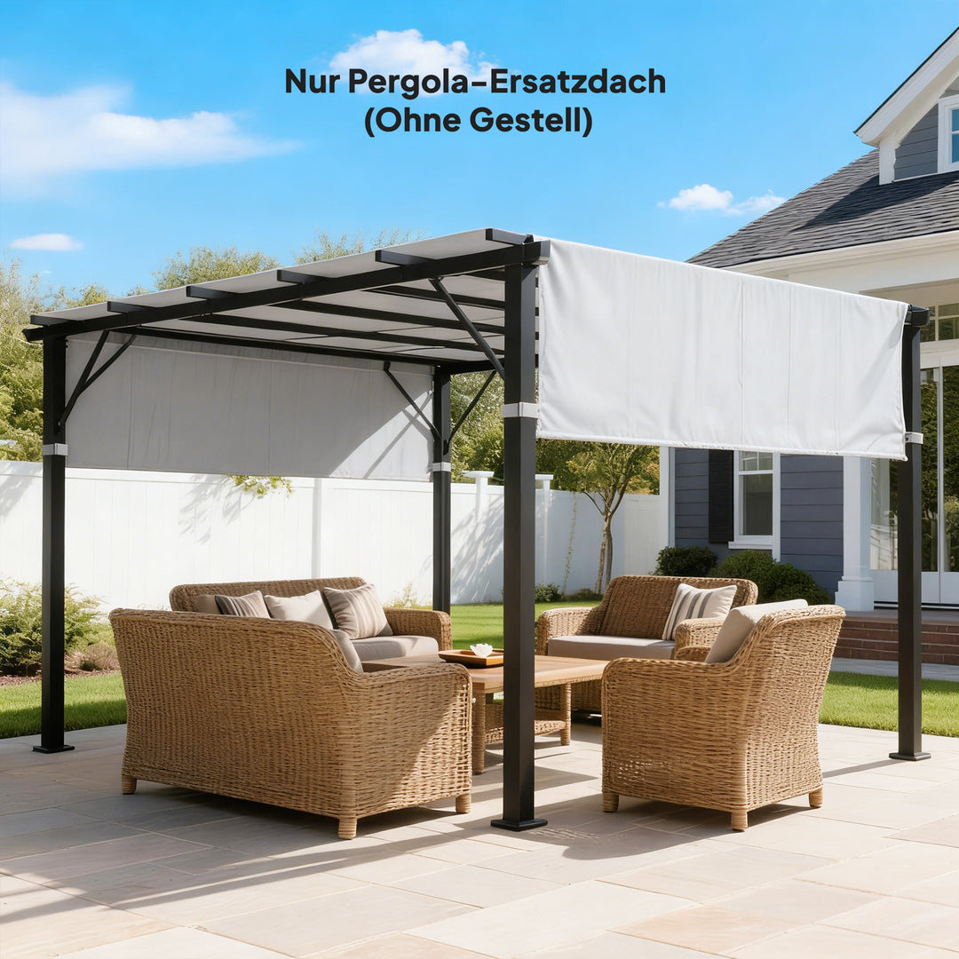 Udskiftningstag til pergola med UV-beskyttelse, solskærm til terrassetag til 3 x 3 m pavillon, lysegrå