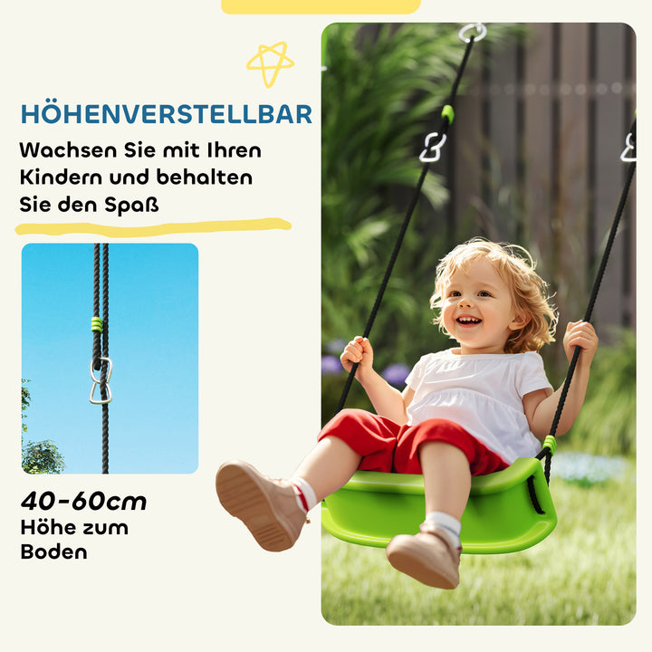 Udendørs gyngesæt til børn, børnegynger, justerbar, stål, grøn