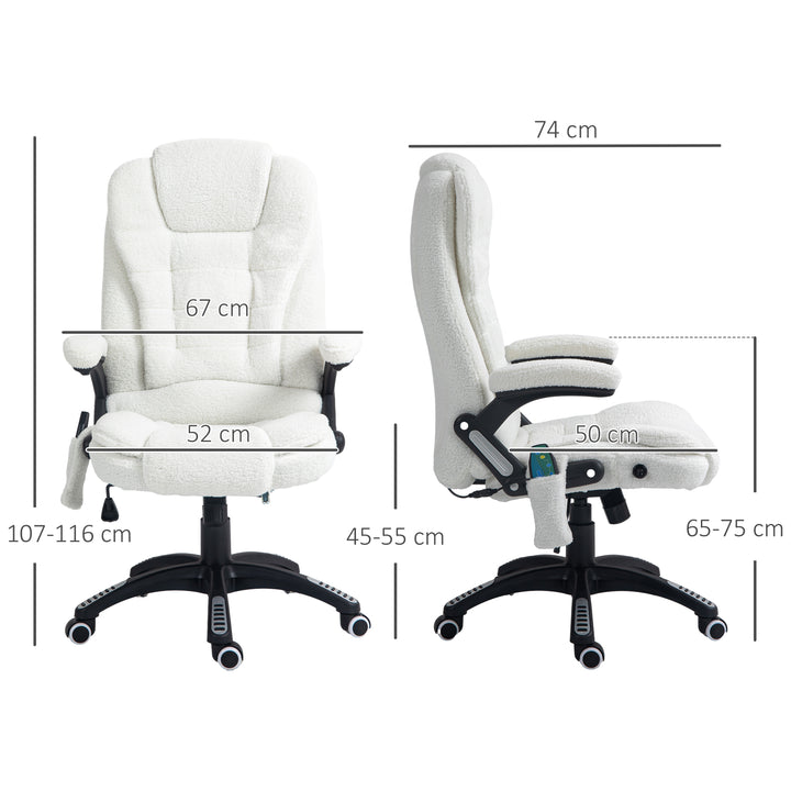 Kontorstol massagefunktion massage kontorstol, massagefunktion, højdejusterbar, 67 x 74 x 107-116 cm, hvid