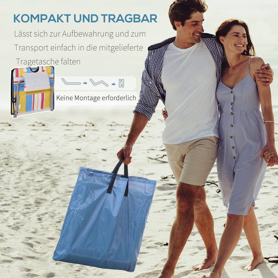 Sæt med 2 strandmåtter, justerbare, foldbare, 124L x 53B x 37-50H cm, flerfarvede