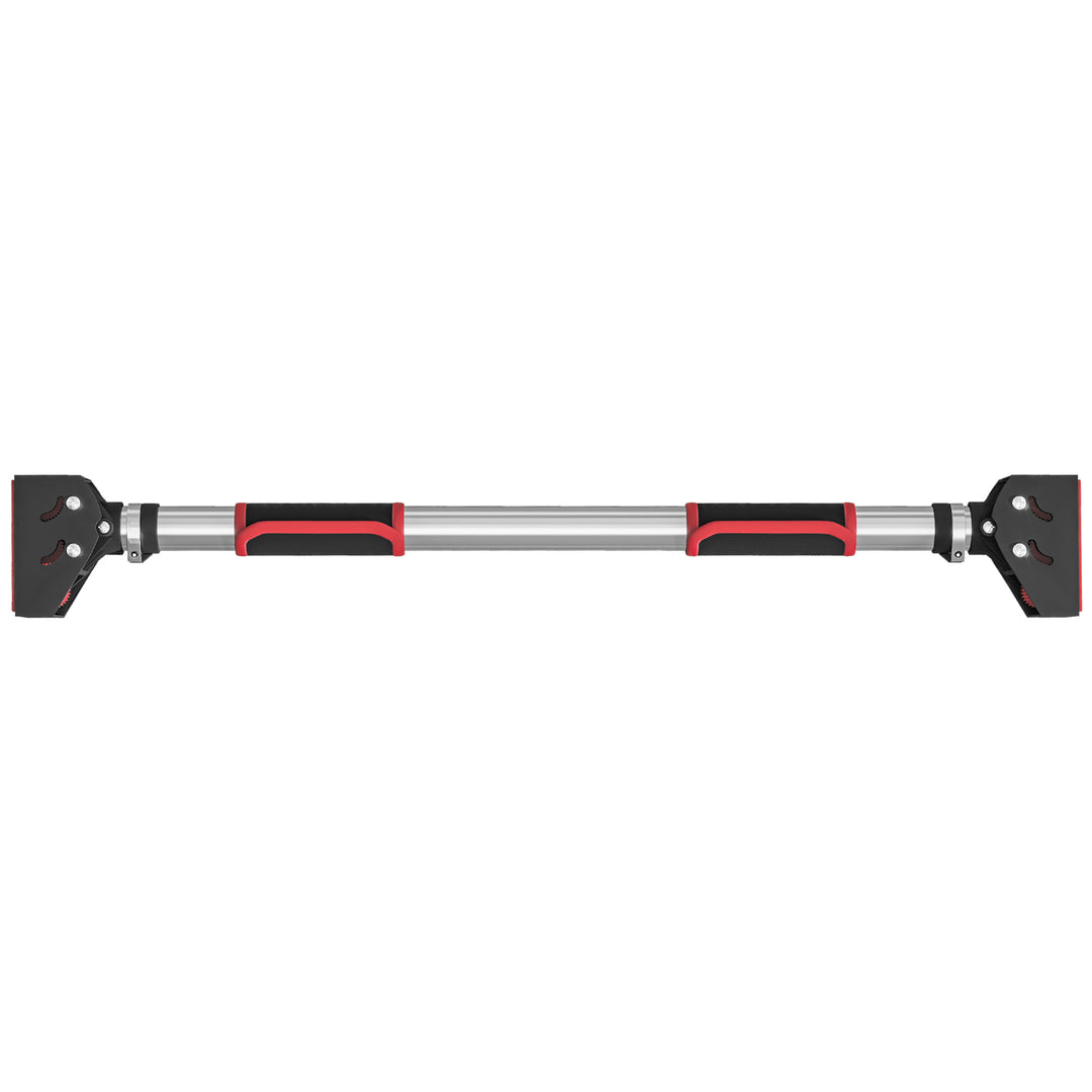 Justerbar pull-up-stang til dørkarme, ingen boring nødvendig, stål, op til 200 kg, 75-92 x 10 x 7 cm, sort/rød