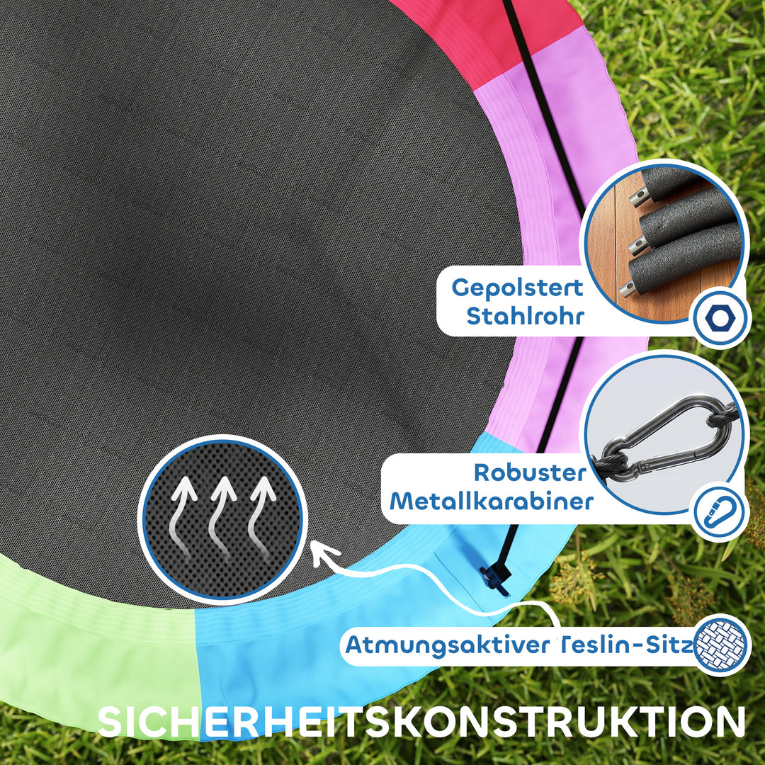 Redegynge, højdejusterbar, hængegynge op til 300 kg med justerbare reb, 100 x 100 x 180 cm, flerfarvet