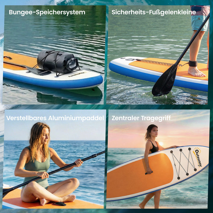 Oppusteligt Stand Up Paddleboard-sæt 305 cm SUP-board med aluminiumspadel, aftagelig finne og fodrem