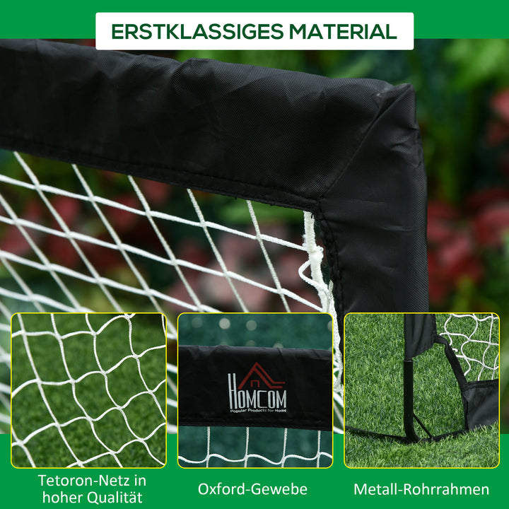 Fodboldmål sæt med 2 foldbare 183 x 90 x 90 cm fodboldmål med bæretaske vejrbestandige udendørs fodboldmål til voksne fodboldmål til have træning fritid sort