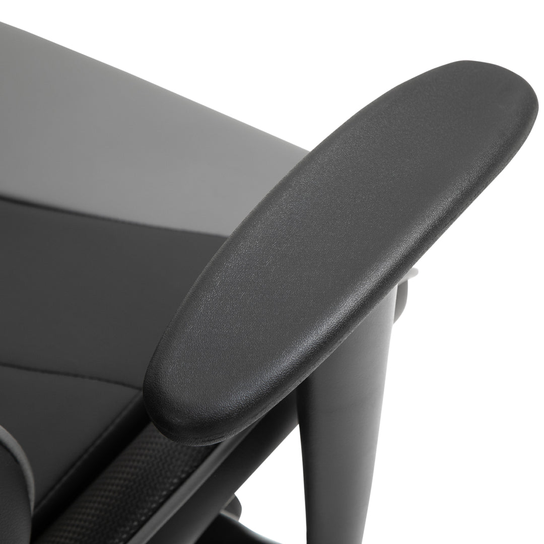 Ergonomisk kontorstol, gamingstol, drejestol, kunstlæder, skum, sort, 67,5 x 74 x 126-136 cm