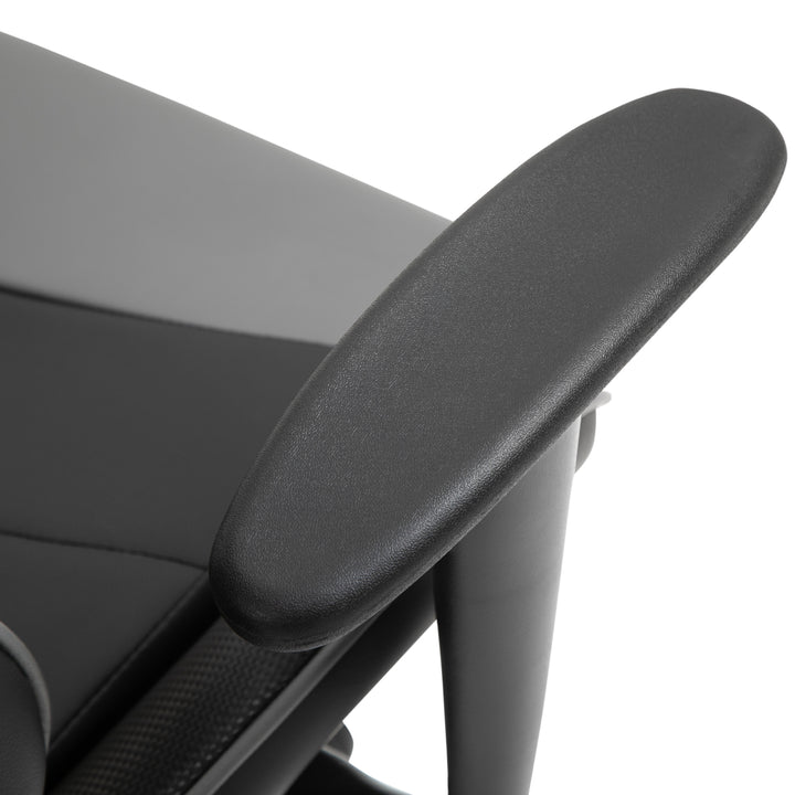 Ergonomisk kontorstol, gamingstol, drejestol, kunstlæder, skum, sort, 67,5 x 74 x 126-136 cm