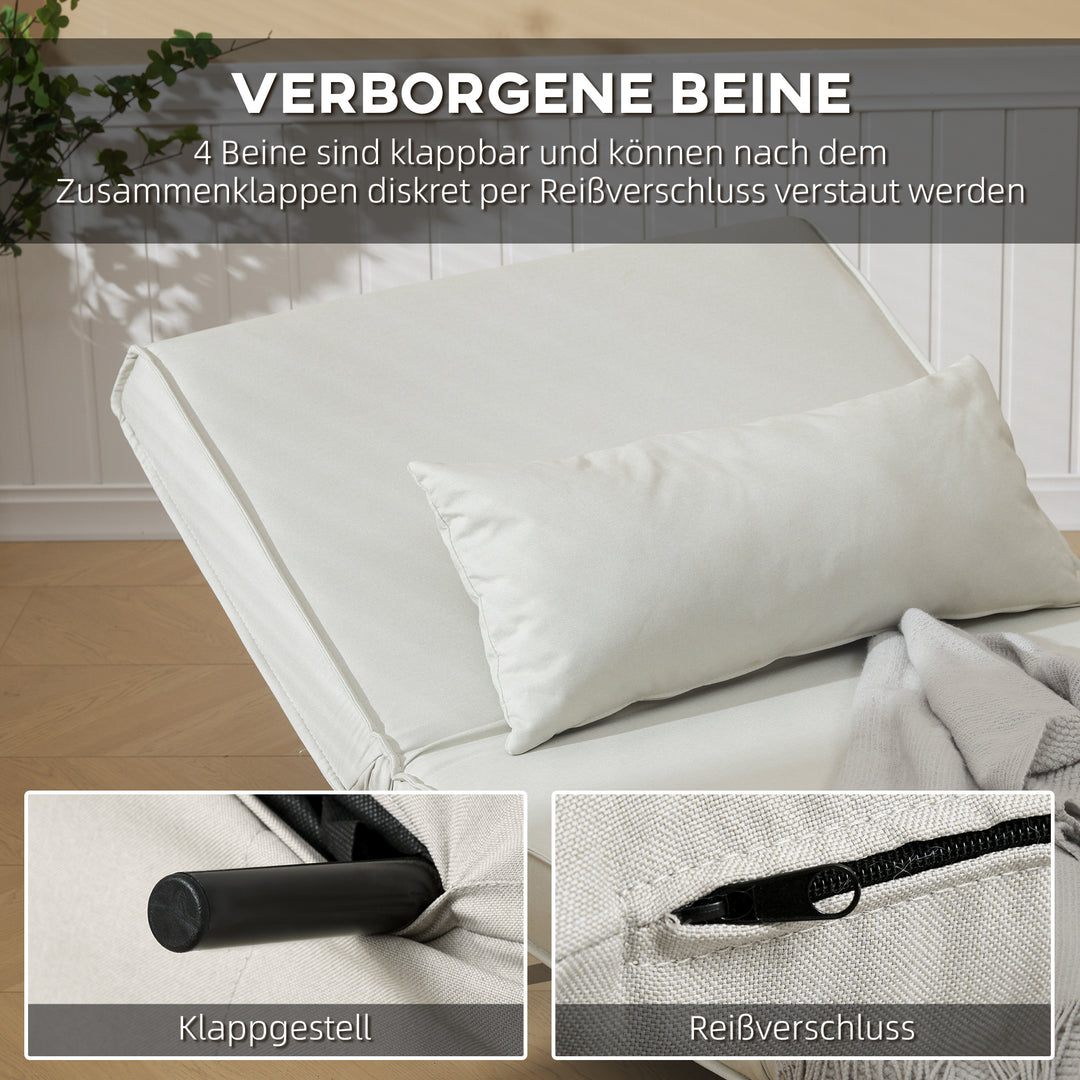 Enkelt sovesofa sovesofa foldsofa justerbar ryglæn liggestol nordisk skandinavisk 25d skum hushør imiteret grantræ cremehvid 94 x 78 x 80 cm