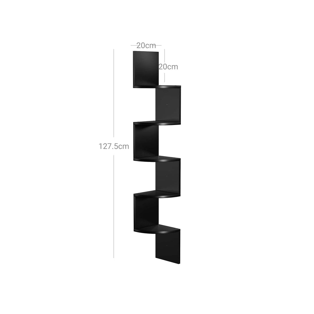 Hjørnereol, L20 x B20 x H127,5 cm, sort