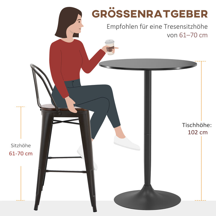Barbord, ståbord, bord til 2 personer, 70 x 70 x 102 cm, sort