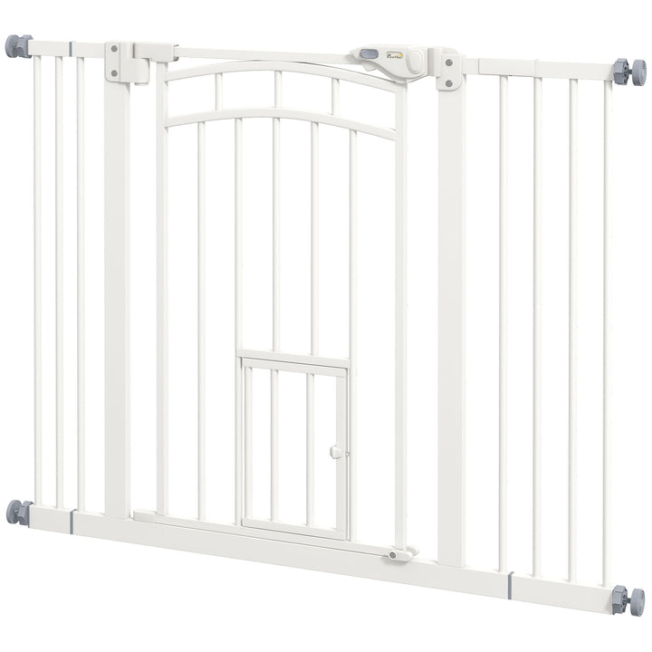 Trappegitter hundegitter, automatisk lukning, enhåndsbetjening, 100 cm x 4 cm x 76 cm, hvid