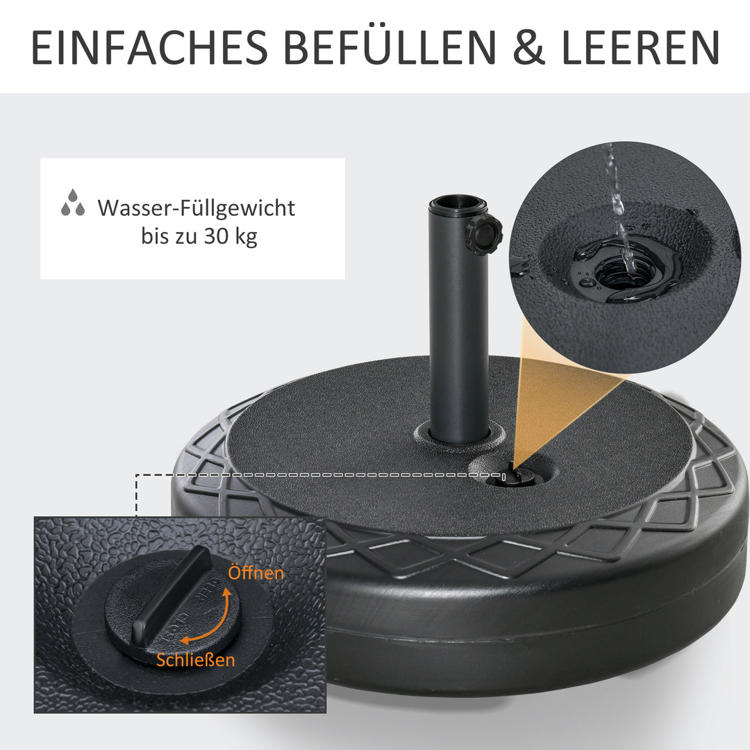 Parasolstativ/parasolholder, vejrbestandig, fyldbar, Ø55 x 38H cm, sort