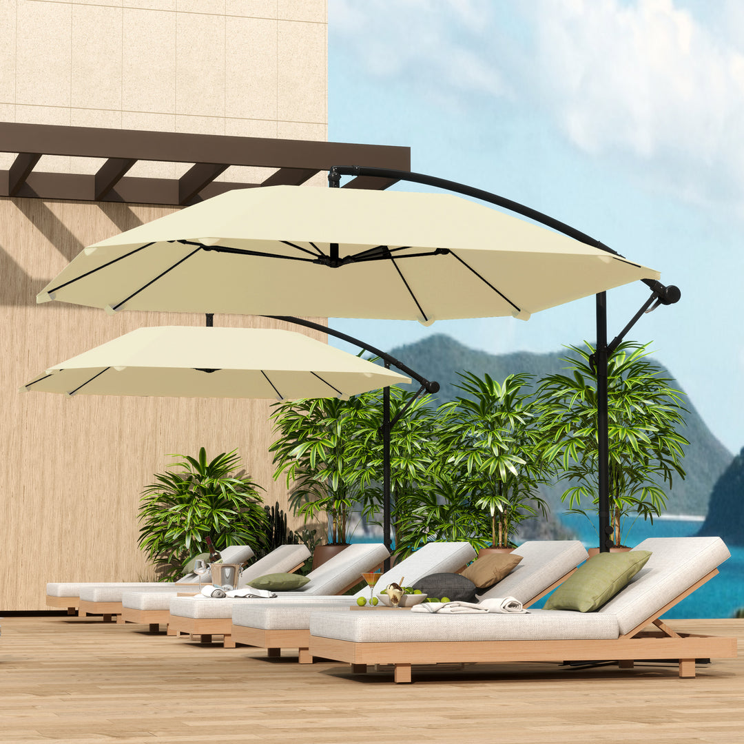 Cantilever paraply aluminium ø 260 cm parasol, vandtæt paraply med håndsving og stativ, håndsving, beige